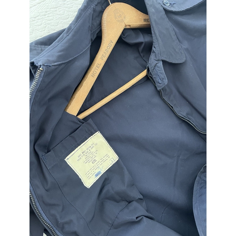 Vtg 70s US Air Force Jacket 42XL Blue Poplin Zip Up Military USN USAF Bomber - Picture 9 of 15